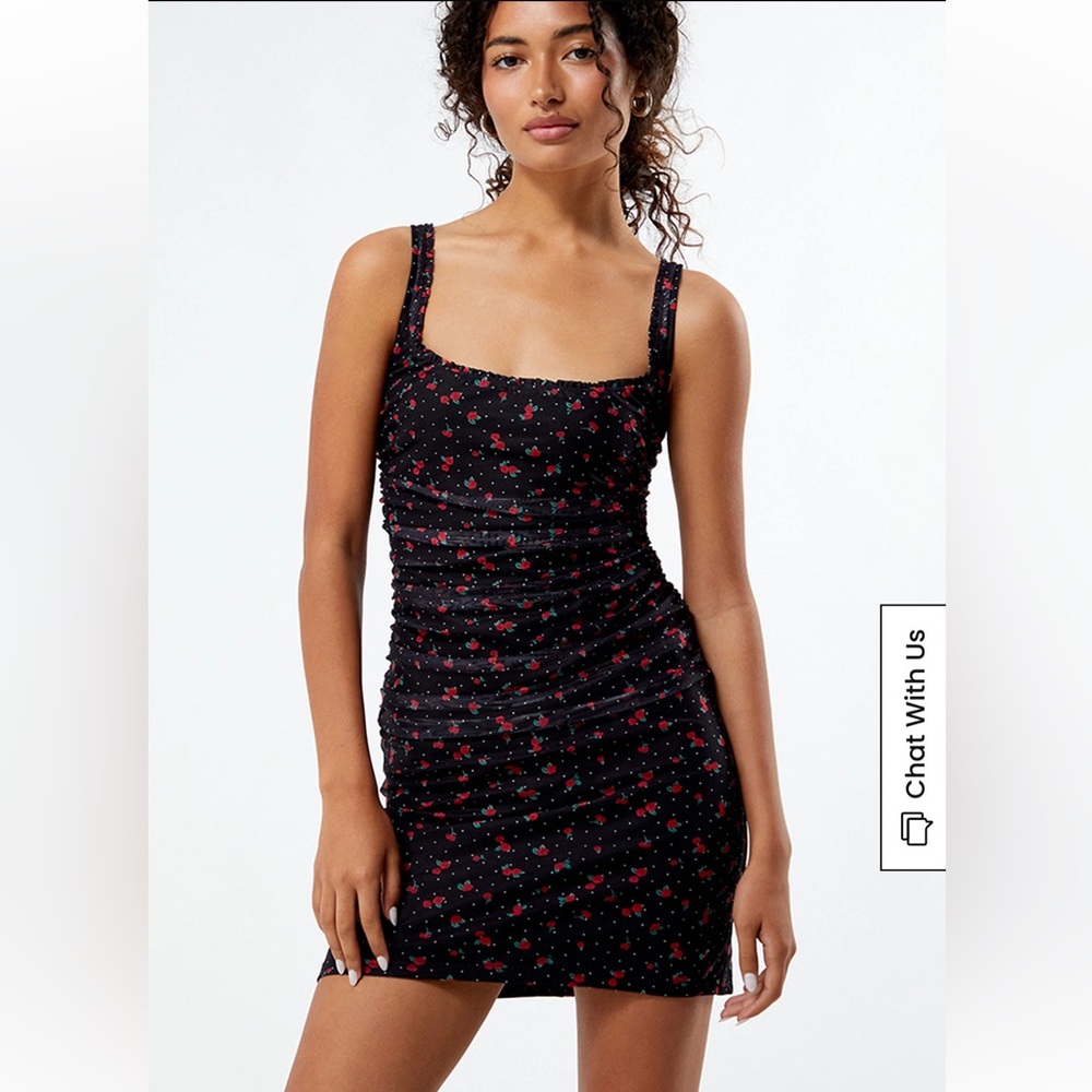 PacSun Black and Red Floral Mini Dress